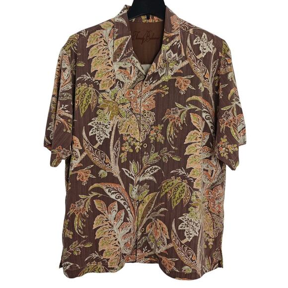 Tommy Bahama Silk Hawaiian Shirt Mens Size XL Autumn Earth Tones Beach Aloha - Picture 1 of 10